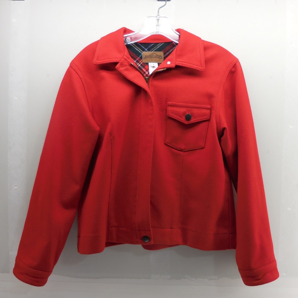 Pendleton Originals Red Wool Jacket Womens Small Made in USA Zip Front 100% Wool